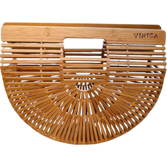 Vintga Bamboo Top Handle Handbag Purse - Picture 1 of 7